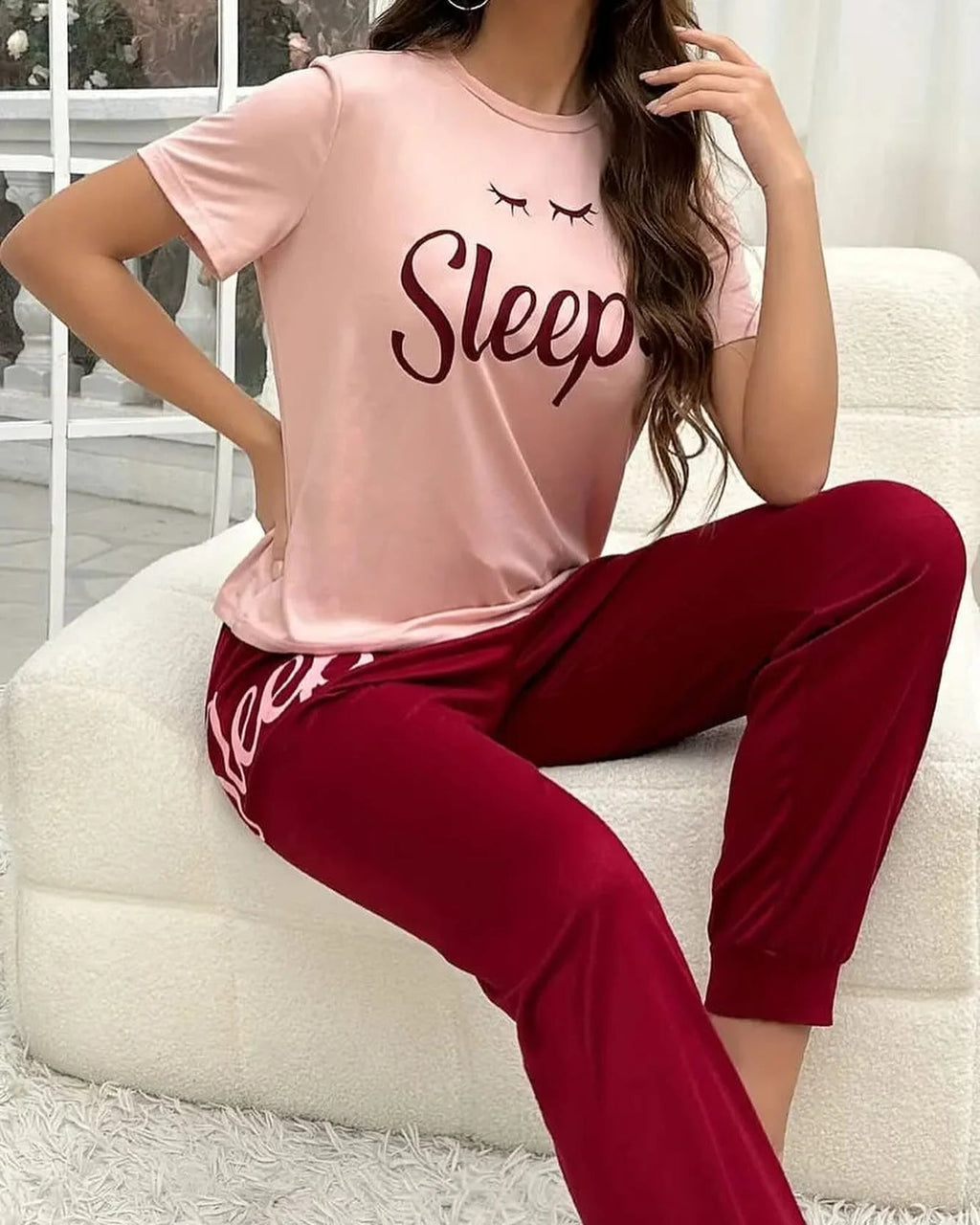Pink Sleep Printed Women Pj Set