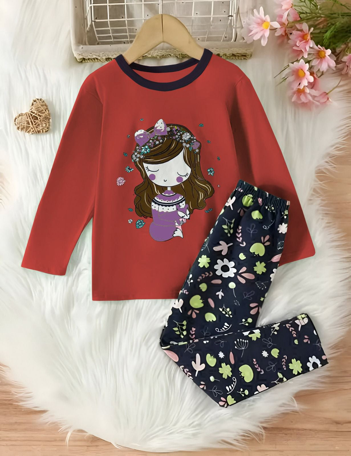 Red Sleepy Princess Printed Kids Wear