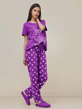 Purple Love Sleep Printed Women Pj Set