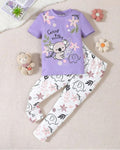Purple Good Night Printed Kids Wear