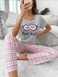 Grey Good Night Printed Women Pj Set