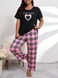 Black Good Night Printed Women Pj Set