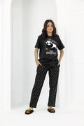 Black Keep Sleeping Printed Women Pj Set