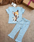 Sky Blue Dear Printed Kids Wear