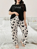 Black Butterfly Printed Women Pj Set