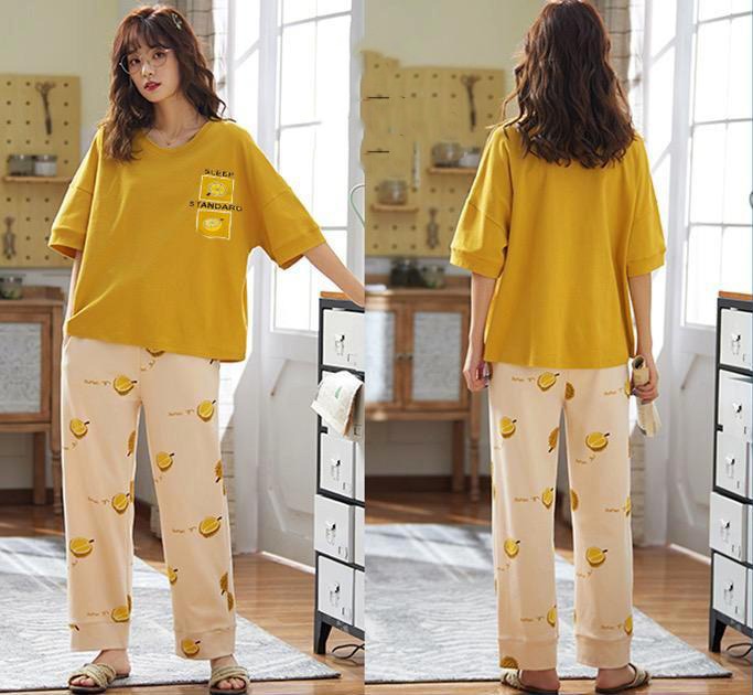 Yellow Sleep Printed Women Pj Set