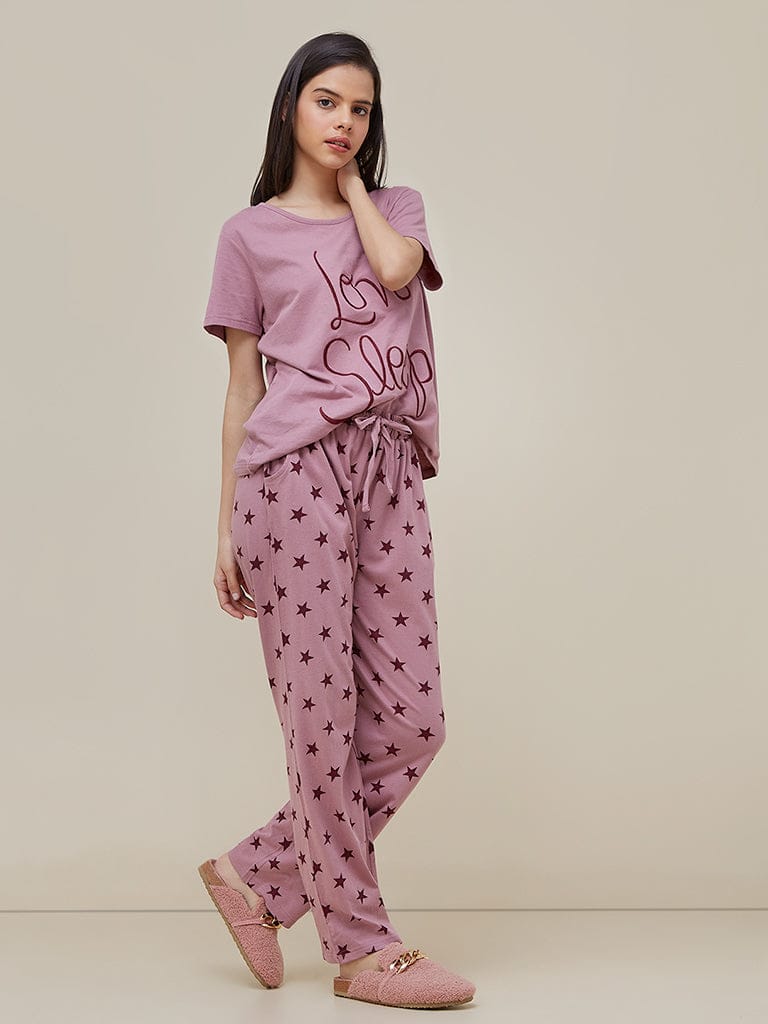 Love Sleep Printed Women Pj Set