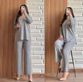 Grey V Neck Style 2 Pcs Winter Outfit ch-005