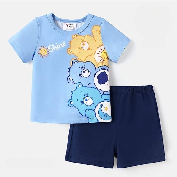 Blue Shine Bear Printed Short Sleeve Kids Wear