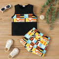 Colorful Geometry Printed Short Sleeve Kids Wear