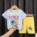 Blue Space Printed Short Sleeve Kids Wear