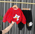 RED TEDDY PRINTED WINTER KIDS SWEAT SUIT