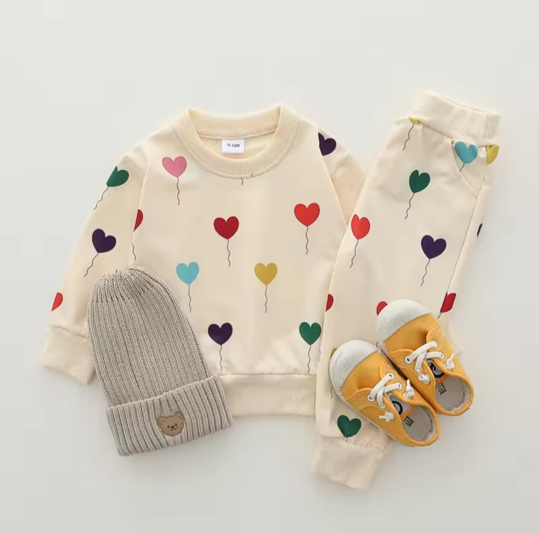 MULTI BALLOONS PRINTED WINTER KIDS SWEAT SUIT