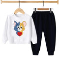 WHITE TOM & JERRY PRINTED WINTER KIDS SWEAT SUIT