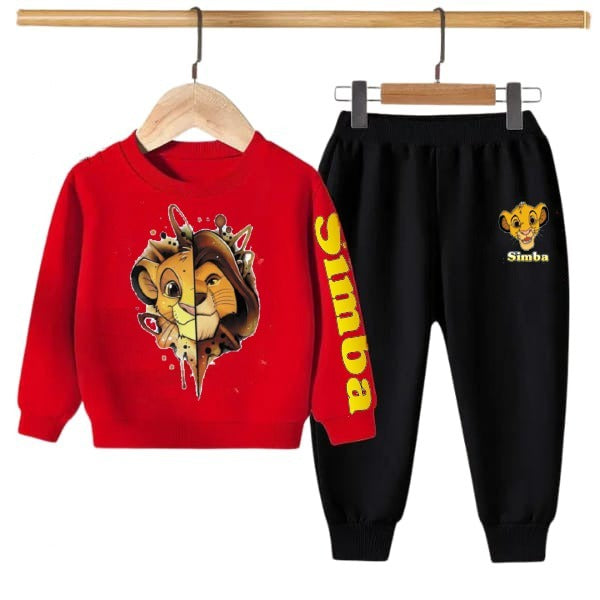 RED SIMBA PRINTED WINTER KIDS SWEAT SUIT