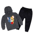 CHARCOAL TOM & JERRY PRINTED WINTER KIDS HOODIE SUIT