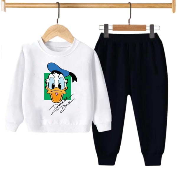 WHITE DONALD DUCK PRINTED WINTER KIDS SWEAT SUIT