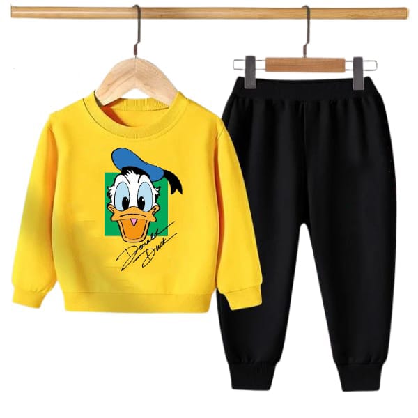 YELLOW DONALD DUCK PRINTED WINTER KIDS SWEAT SUIT