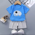 Blue Elephant Printed Short Sleeve Kids Wear