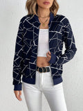 Navy Blue Cross Lining Zipper Jacket