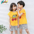 Yellow Car Printed Half Sleeves Kids Wear - choakas