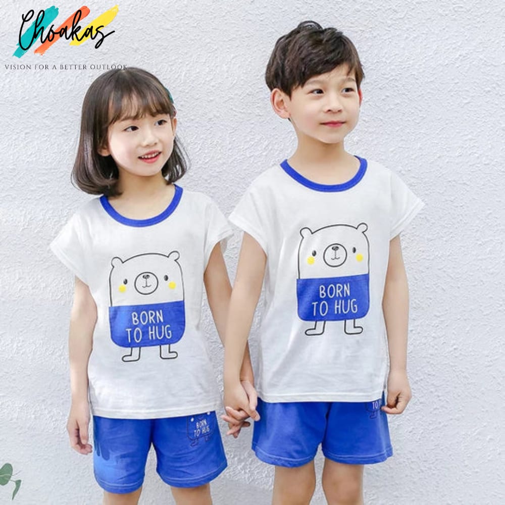 Born To Hug Printed Half Sleeves Kids Wear - choakas