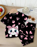 Black Kitty Printed Kids Wear