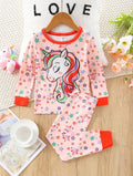 Peach Unicorn Printed Kids Wear