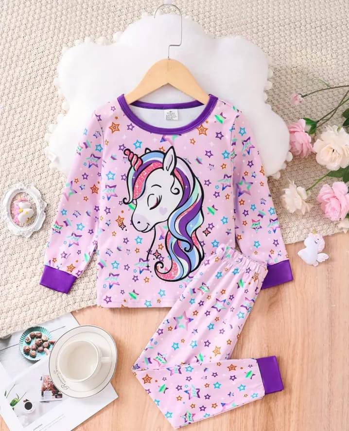Purple Unicorn Printed Kids Wear