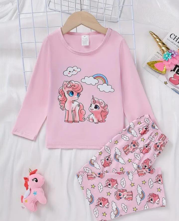 Pink Baby Unicorn Printed Kids Wear