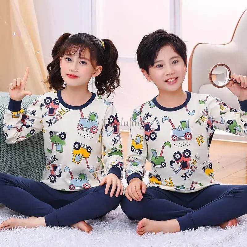 Multi Color Truck Printed Kids Wear