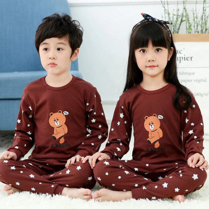 Brown Star Bear Printed Kids Wear